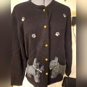 Scottie Dog Cardigan Size Med Vintage